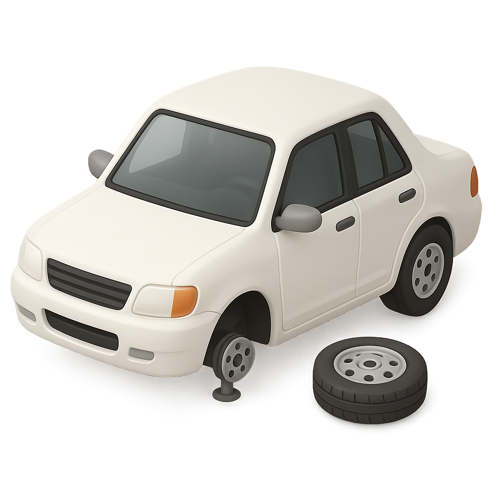 Car with Missing Wheel