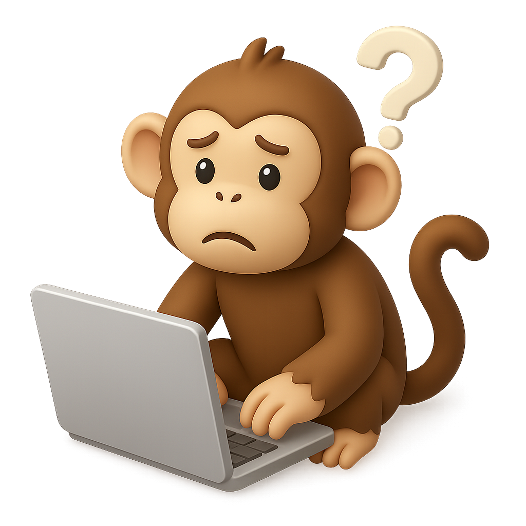 Confused Monkey on Computer